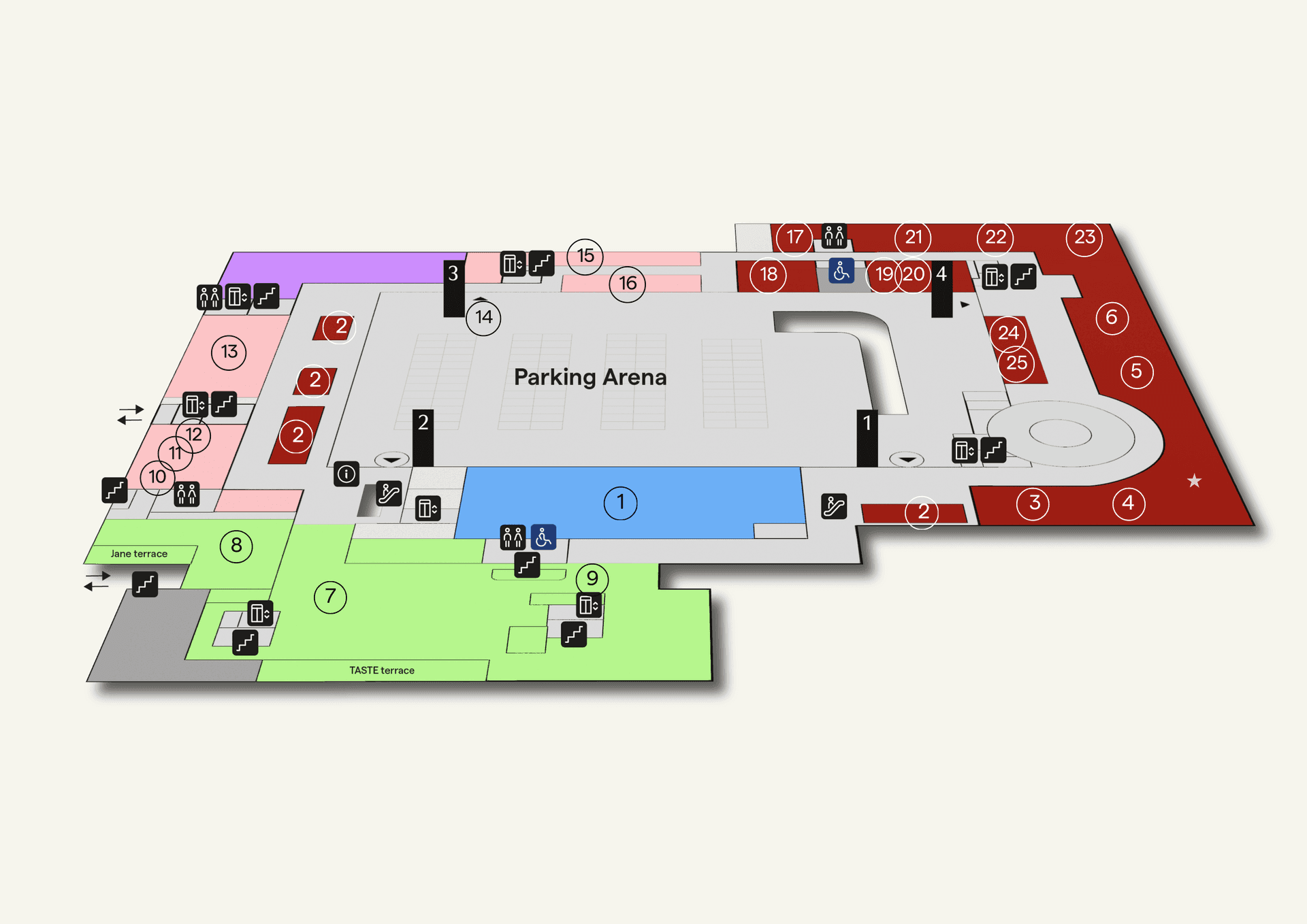 GRIDX building with the venues highlighted