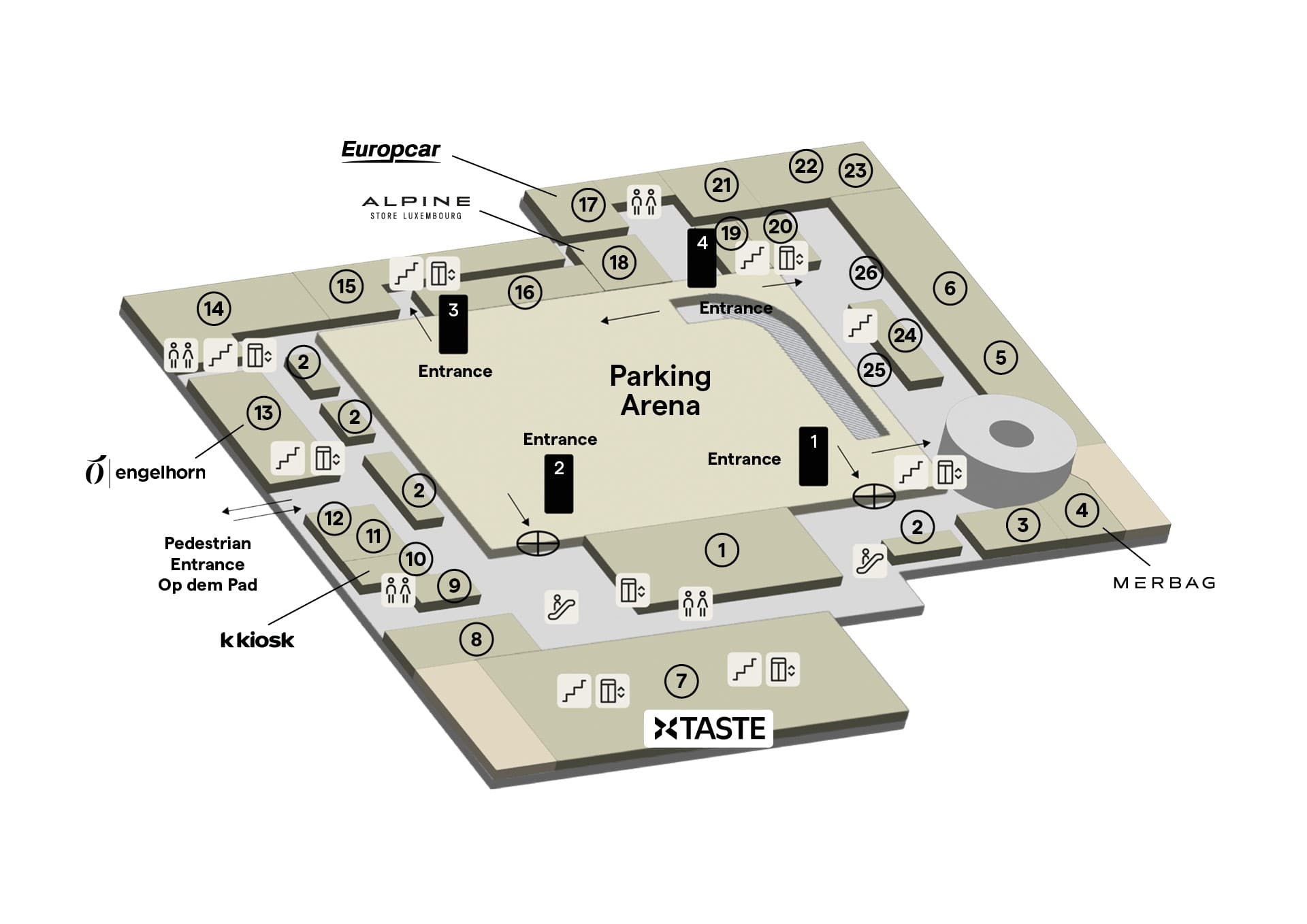 GRIDX building with the venues highlighted