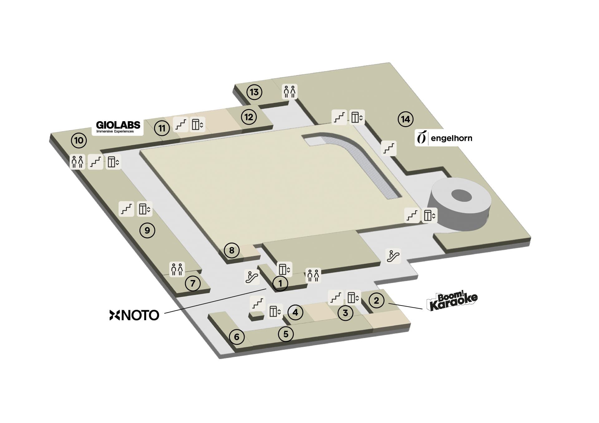 GRIDX building with the Brasserie and the Giolabs highlighted