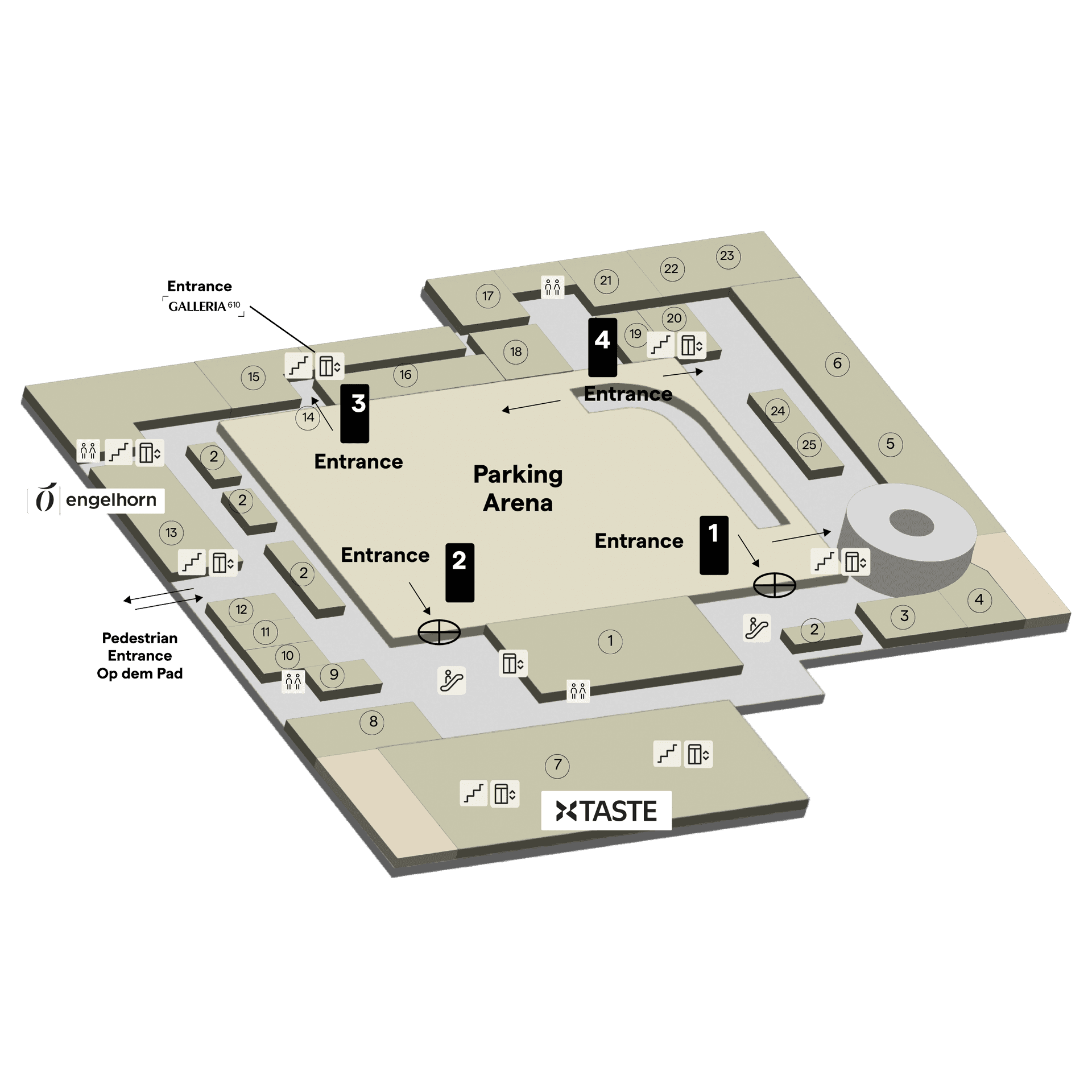 GRIDX building with the venues highlighted